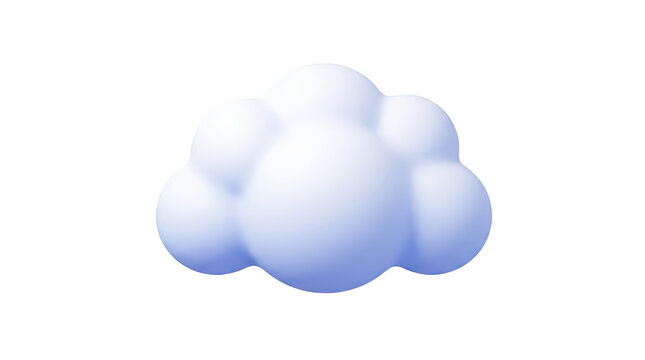 Digital illustration of a fluffy cloud with soft shading and a smooth appearance isolated on transparent background