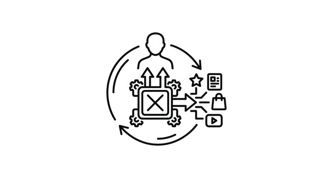 Content management and multi channel distribution icon