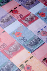 Malaysian ringgit banknotes as a tool for trade and financial transactions. The Malaysian ringgit © chernikovatv