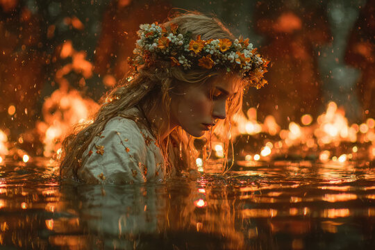 Mokosh Ritual in Sacred Fire Waters &mdash; Slavic Pagan Goddess