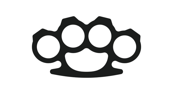 Brass knuckles silhouette on a white background a weapon outline
