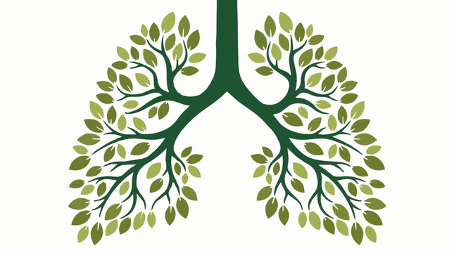 Green tree lungs illustration symbolizing nature, health, and clean air