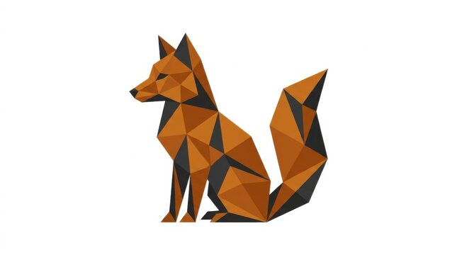 Geometric fox on white background, polygonal animal