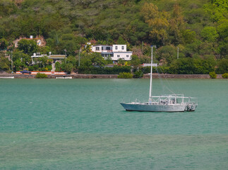 Obraz premium Scenic landscape of the island of Rodrigues coast near Port Mathurin, Mauritius. Indian ocean coral reef