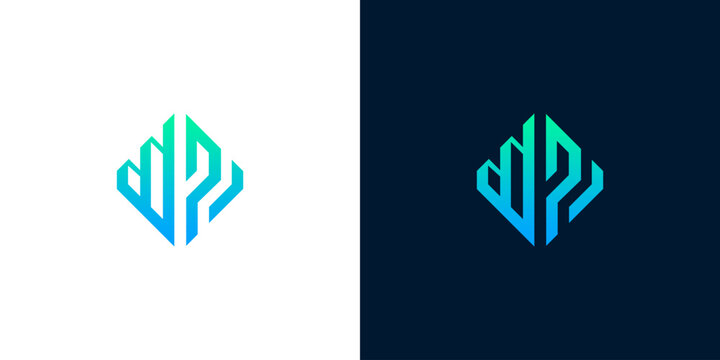 Modern abstract DP letter monogram logo icon for business finance technology real estate branding