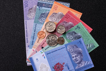 Malaysian ringgit banknotes as a tool for trade and financial transactions. The Malaysian ringgit © chernikovatv