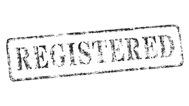 Registered rubber stamp vector illustration with official registration mark for business documents legal records and compliance