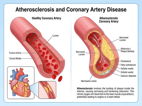 Atherosclerosis vs healthy coronary artery comparison