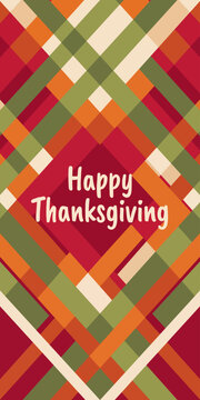 Thanksgiving Plaid Pattern Vector Greeting Card and Background Design