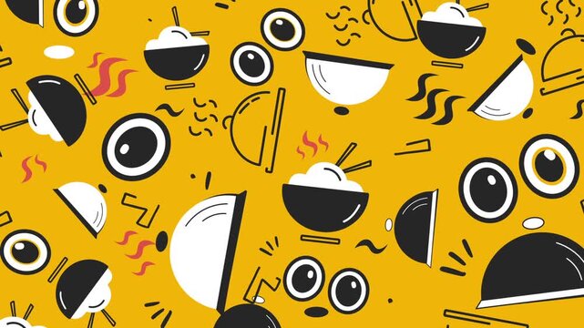 Horizontal 16:9 animated food background. Stories ready.