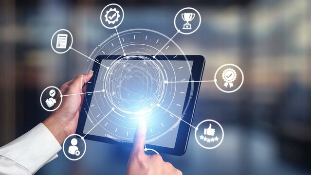 Quality approval and certification icons showing verified badge, standard check, award, trophy, inspection, rating, quality management, guarantee, trust, and compliance. Gist