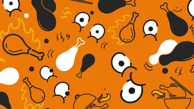 Horizontal 16:9 animated food background. Stories ready.
