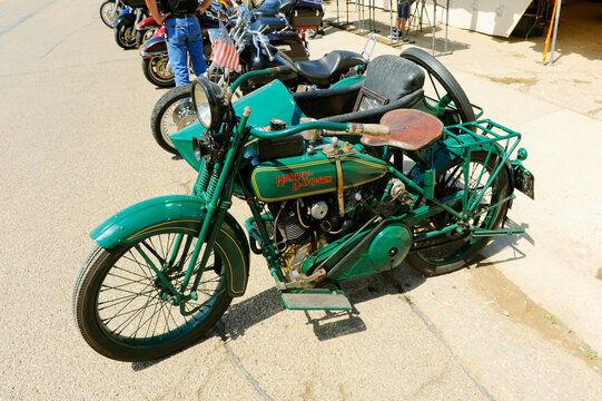 1922 harley davidson antique motorcycle sidecar Hulett Wyoming near Devil's Tower National Monument .  07.26.26