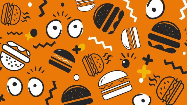 Horizontal 16:9 animated food background. Stories ready.