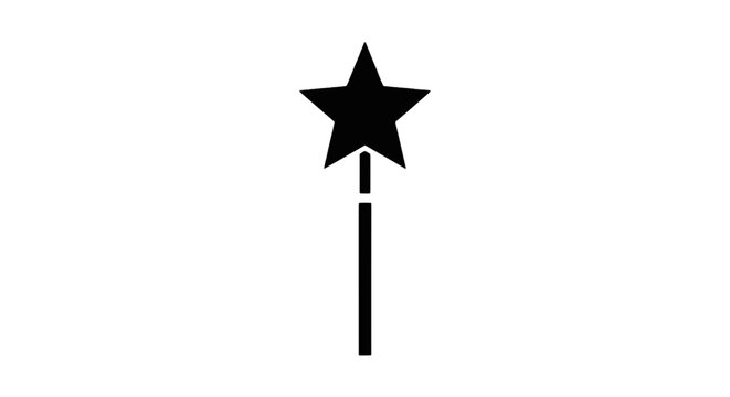 Vector illustration of magic wand icon with star top on a transparent background