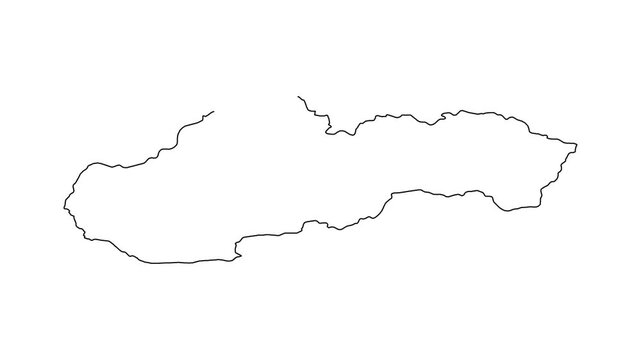 Slovakia map animation, self drawing outline sketch, geography of european country.