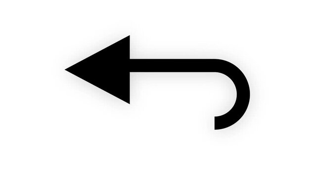 Black curved arrow pointing left on a white background.