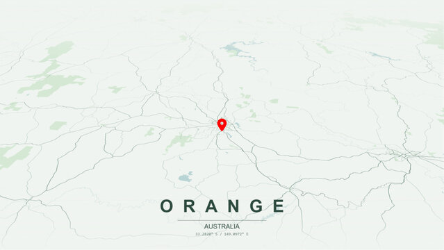 Modern minimalist vector map of Orange, New South Wales. High-quality scalable illustration of Orange geographic boundaries along Blackmans Swamp Creek for posters design.