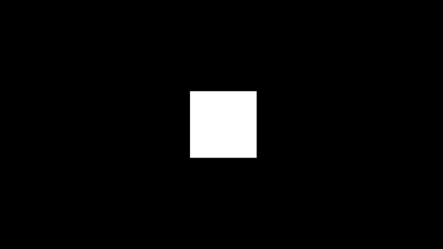 White square on black background. Minimalist geometric shape for Loading in the web search or loading search icon. 
