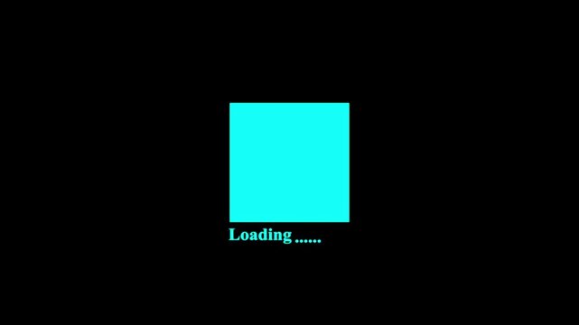 Digital loading progress bar. Cyan square icon indicating data transfer or system wait. Systematic loading icon