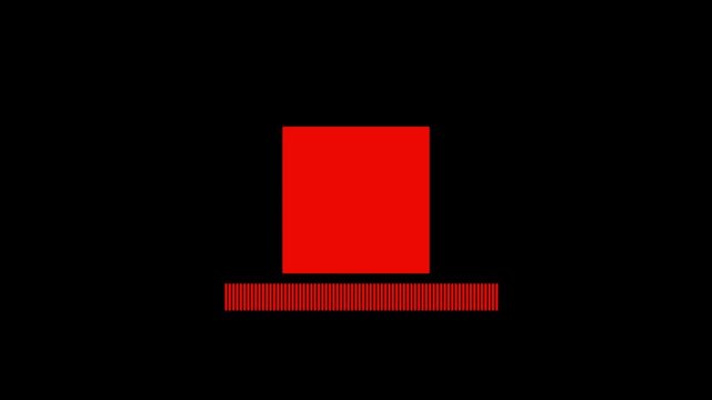 Red square shape on black background. Minimalist geometric design element for motion graphics. Loading Icon with the systematic loading 