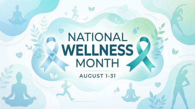 National wellness month august ribbon design