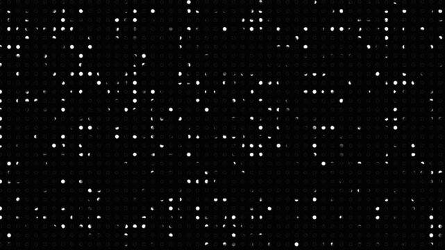 Animated abstract technology dark background random dots and grid, abstract dot pattern background texture. Loop background. Led halftone and moire effect.Animated random dots animation.