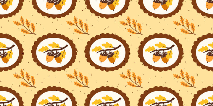 Leaves thanksgiving cover watercolor pattern bg leaf autumn seamless linear design for a seasonal background. Oak orange vegetable graphic maple drawing texture dot fall acorn print.