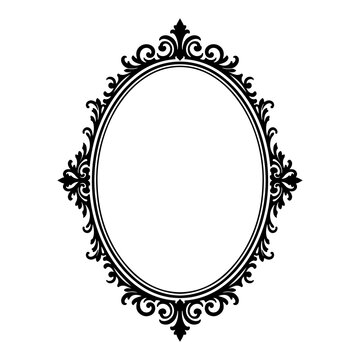 Silhouette of vintage ornate oval picture frame black vector