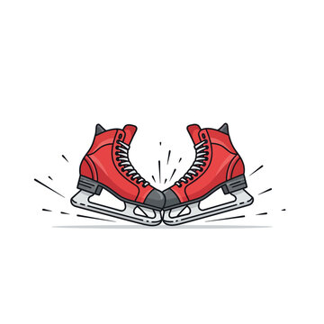 Vibrant Red Ice Skates Ready For Action On The Frozen Pond