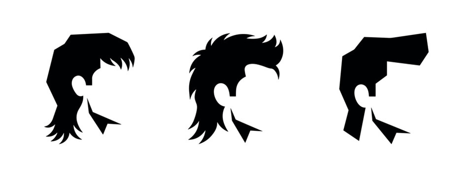 Edgy punk mullet hairstyle silhouette icons