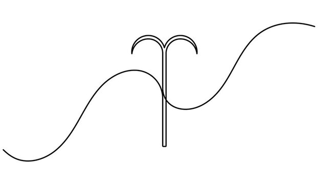 Aries astrology symbol animation ram horns zodiac icon sign continuous one line drawing moving on white background minimalist single art educational videos and creative digital projects motion graphic