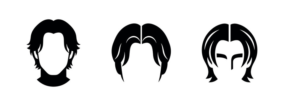 Silhouettes of medium length male hairstyles from multiple angles