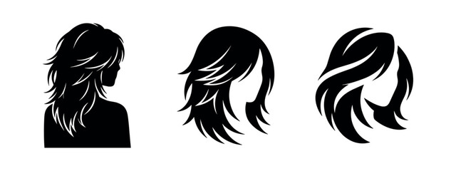 Obraz premium Long flowing layered women hairstyle icons