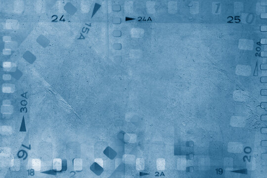 Film negatives blue background