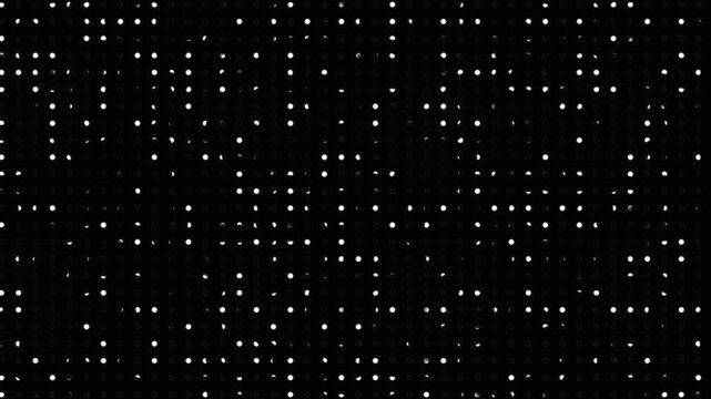 Animated abstract technology dark background random dots and grid, abstract dot pattern background texture. Loop background. Led halftone and moire effect.Animated random dots animation.