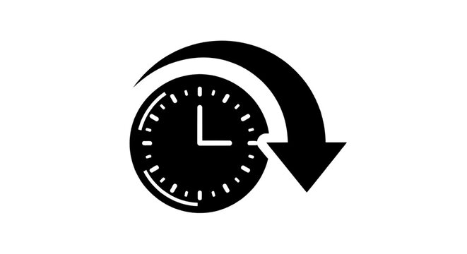 Vector illustration of clock icon with circular arrow indicating history or time reset on a transparent background