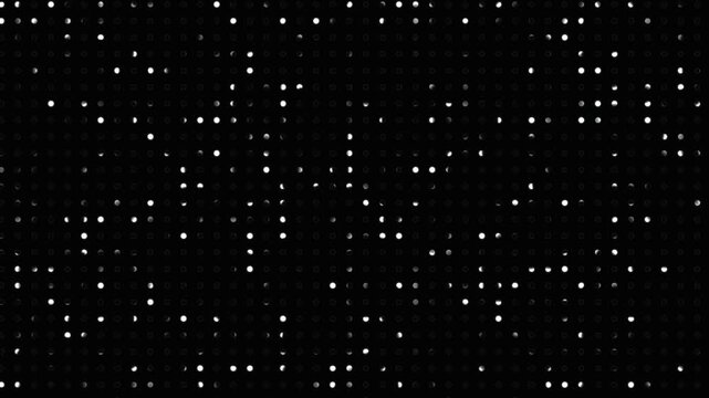 Animated abstract technology dark background random dots and grid, abstract dot pattern background texture. Loop background. Led halftone and moire effect.Animated random dots animation.