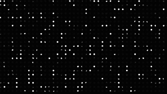 Animated abstract technology dark background random dots and grid, abstract dot pattern background texture. Loop background. Led halftone and moire effect.Animated random dots animation.