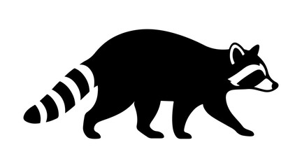 Silhouette of walking raccoon black vector © ZamStock