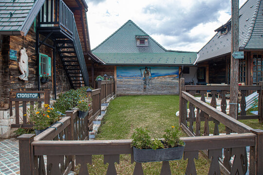 Drvengrad, Mokra Gora, Serbia-July 22, 2026: The ethno village also known as K&uuml;stendorf or Wooden Village,built by director Emir Kusturica in 2002-2004 for his film "Life is a Miracle" (Život je čudo)