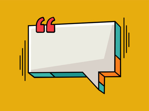 Comic Speech Bubble Frame with Quote Marks Vector Illustration