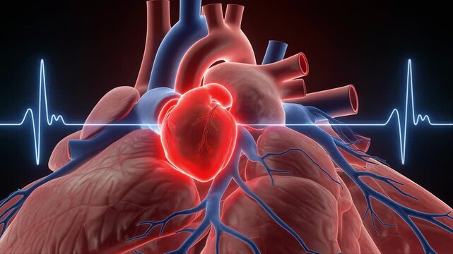Atrial Conduction Pathway with Highlighted Bachmann Bundle Delay Beneath Transparent Heart Anatomy for Cardiac Education
