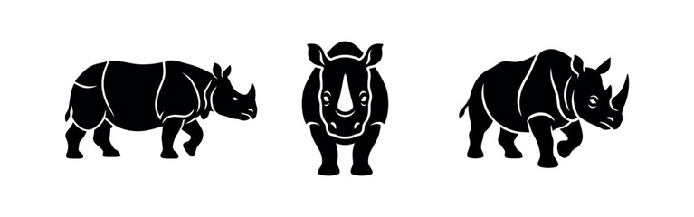 Rhinoceros Silhouettes Vector Set © Lili