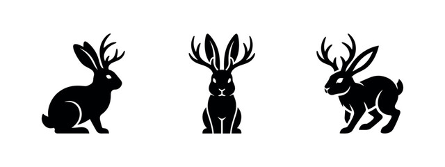 Jackalope Mythical Rabbit Vector Set © Lili