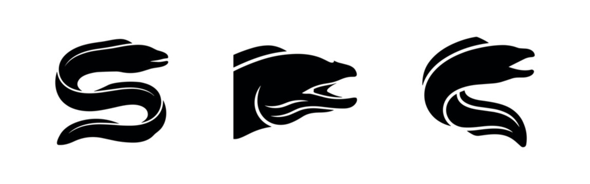 Moray eel and sea snake silhouettes