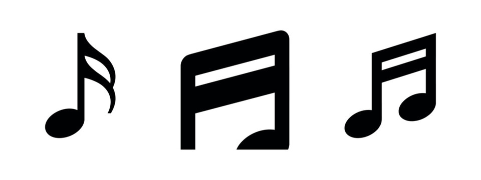 Various musical notation symbols and note icons set
