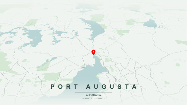 Modern minimalist vector map of Port Augusta, South Australia. High-quality scalable illustration of Port Augusta geographic boundaries along Spencer Gulf contours for posters design.