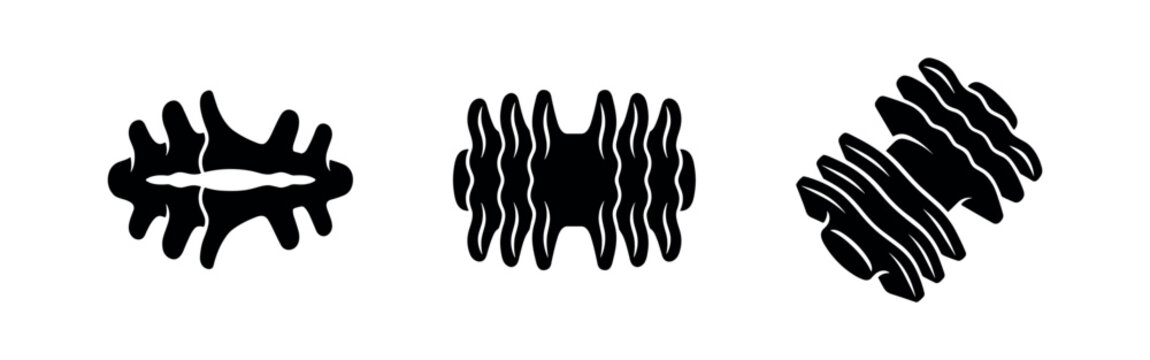 Abstract organic wavy shapes vector icon set resembling spinal discs or cartilage