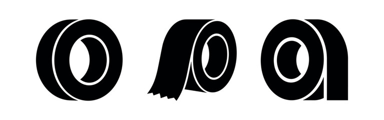 Naklejka na ściany i meble Versatile adhesive tape rolls icon set.
